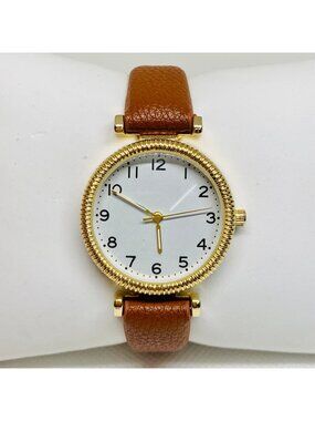 Accutime gold tone women’s watch watch 32mm quartz analog brown leather running